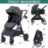 2 in 1 Baby Stroller, Convertible Bassinet Pushchair for Infants and Newborns 0-36 Months