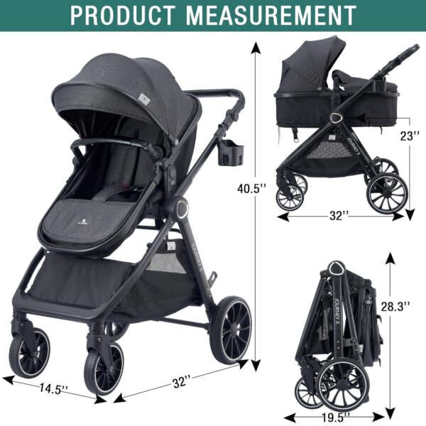 b466ca6c27ae421eab27a1c550d23a6a 2 in 1 Baby Stroller, Convertible Bassinet Pushchair for Infants and Newborns 0-36 Months