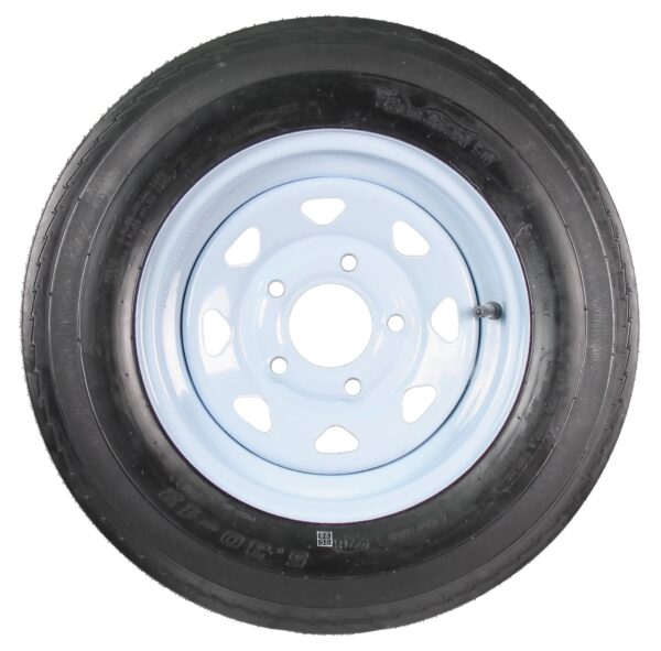 b4954962f76a4f03926b878ddc51dc80 Two Trailer Tires On Rims 5.30-12 530-12 5.30 X 12 5 Hole Wheel White Spoke
