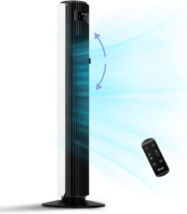 b4f97f6d31cf4a1eb7f4db85ca91be3f LEVOIT Tower Fan for Bedroom, Standing Fan that Blows Cold Air for Home, 28dB Quiet for Sleep, Remote, 90° Oscillation, 12H Timer, 25ft/s Velocity, 5 Speeds, 4 Modes, Bladeless 36 inch, White