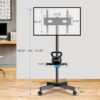 Mobile TV Stand for 23-60 Inch LCD LED Flat/Curved Panel Screen TVs, Tilt TV Cart Holds up to 88Lbs Portable Stand with Laptop Shelf Rolling Floor Max VESA 400x400mm (PSTVMC06)