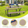 YYAo Dining Chair, Weatherproof Garden Bench, Loveseat, HDPE Outdoor Picnic Table Bench Set with Metal Base-Coffee