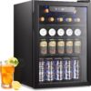 Mini Fridge 130 Can Beverage Refrigerator Cooler, 3.2 Cu.Ft Drink Fridge for Soda Wine Beer, Adjustable Temperature Control for Home Office, Black