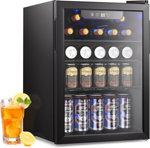b62eb8e238bd4f58b663bb61341713c6 Mini Fridge 130 Can Beverage Refrigerator Cooler, 3.2 Cu.Ft Drink Fridge for Soda Wine Beer, Adjustable Temperature Control for Home Office, Black