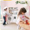 Children's small land play kitchen, wooden children's play kitchen toy set