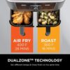 DZ401 Foodi 10 Quart 6-in-1 DualZone XL 2-Basket Air Fryer with 2 Independent Frying Baskets, Match Cook & Smart Finish to Roast, Broil, Dehydrate for Quick, Easy Family-Sized Meals, Grey