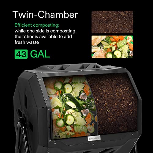 b6b93755bf29432496896ac8aac77264 VIVOSUN Outdoor Tumbling Composter Dual Rotating Batch Compost Bin, 43 Gallon Black Door
