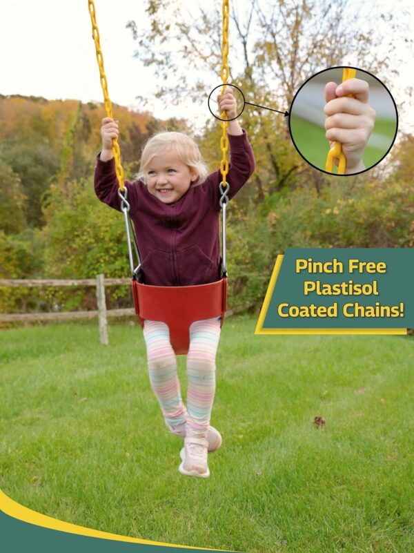 b75374449ec14b20ba79554959567a5f Eastern Jungle Gym Heavy-Duty High Back Full Bucket Toddler Swing Seat | Coated Swing Chains Fully Assembled | Green Swing Set Accessory