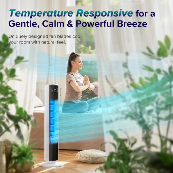 b75a7e3e74744a049fa75fcfc1eec737 LEVOIT Tower Fan for Bedroom, Standing Fan that Blows Cold Air for Home, 28dB Quiet for Sleep, Remote, 90° Oscillation, 12H Timer, 25ft/s Velocity, 5 Speeds, 4 Modes, Bladeless 36 inch, White