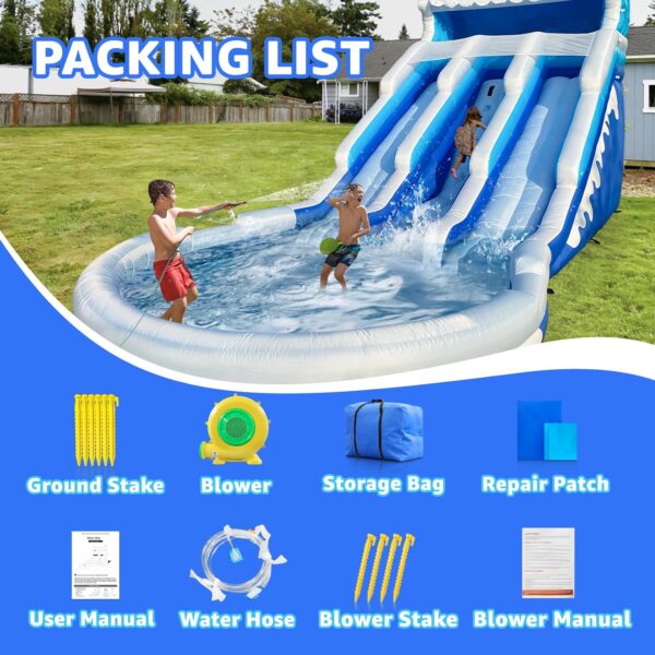 b785180970c546b79376221945536578 Large Inflatable Water Slide Swimming Pool Play Center, Commercial Grade Lightweight Premium Water Slide Bounce House 20.6x9.5x9.3Ft for Kids and Adults (with Blower)