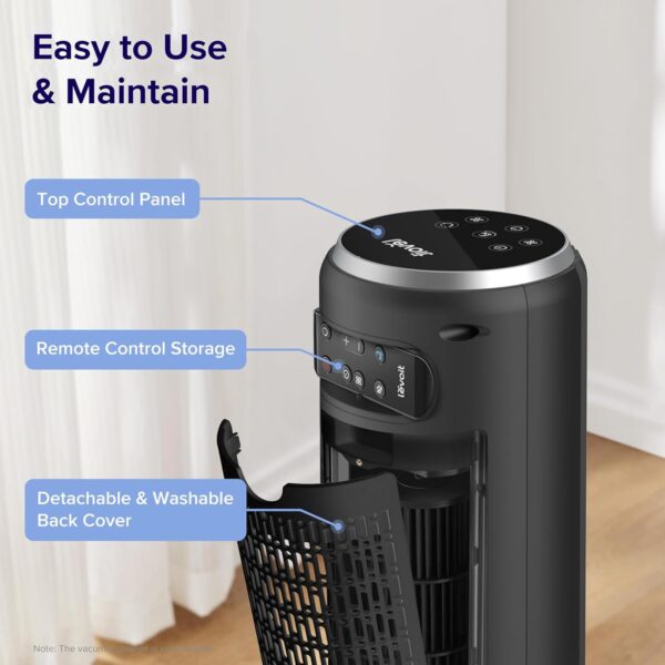 b7ef4c1e044a4bc195bcf332063dbd4a LEVOIT Tower Fan for Bedroom, Standing Fan that Blows Cold Air for Home, 28dB Quiet for Sleep, Remote, 90° Oscillation, 12H Timer, 25ft/s Velocity, 5 Speeds, 4 Modes, Bladeless 36 inch, White