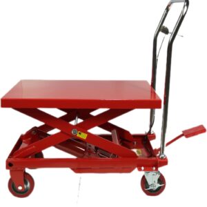 500LBS Hydraulic Lift Table Cart, 30" Lifting Height., Double Scissor Lift Table with 4 Wheels and Non-Slip Pad, Hydraulic Scissor Lift Table for Material Handling and Transportation