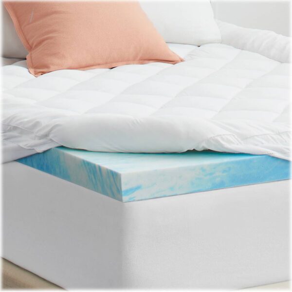 Sealy - 3 + 1 Memory Foam Topper with Fiber Fill Cover - Queen - Blue