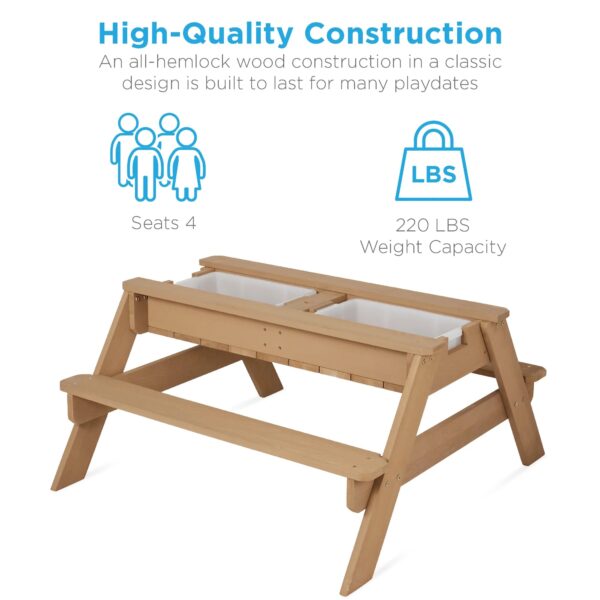 Best Choice Products Kids 3-in-1 Outdoor Convertible Activity Sand & Water Picnic Table w/ Umbrella - Navy