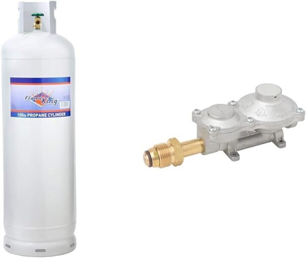 b8c04bab73b8402f91e20b5584e03108 Steel Propane Tank Cylinder with POL Valve and Collar, Great for Mixed Heating Systems, Home fireplaces, Dryers and Grills-Flame King