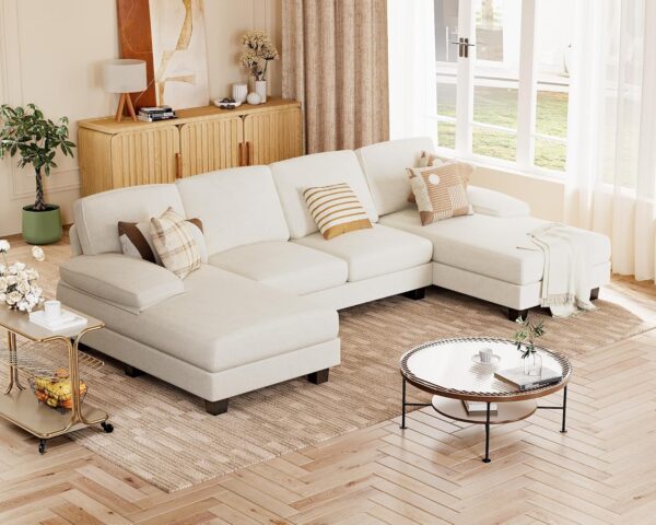 b8d7b74876154c859a4b6d6cb072af3c Sectional Couches for Living Room, U Shaped Couch with Chenille Fabric, 4 Seat Modern Sofa with Removable Pillows for Apartment and Small Space (Fabric, Grey)