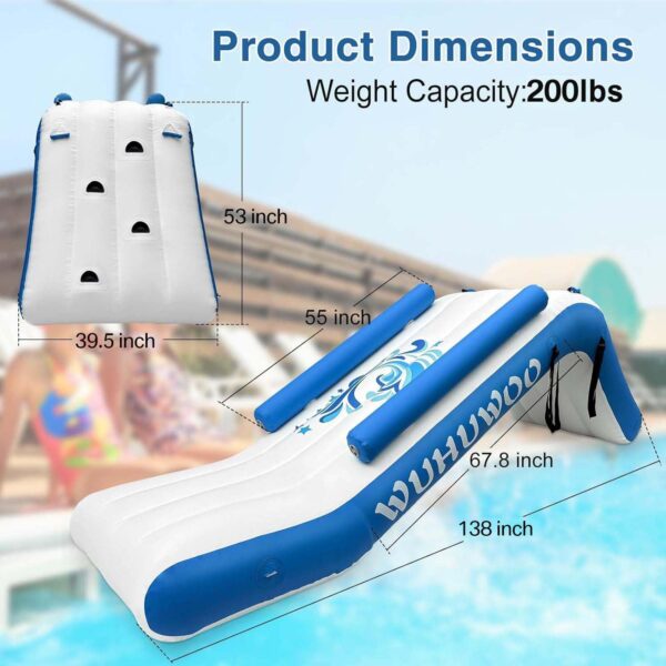 b8fb9e04c2b34c1a9ec4319cca5f74e8 Pontoon Waterfall Slide, Inflatable Pontoon Boat Water Slide for Kids Backyard Pool Sea, Electric Air Pump & Storage Bag