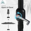 15ft Double Sided Patio Umbrella with Solar Lights, Outdoor Large Umbrellas with Crank Handle and 36 LED Lights, Rectangular Market Umbrella with Base Included for Deck Pool Shade