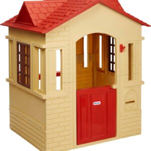 Cape Cottage Playhouse with Working Door, Windows, and Shutters - Tan, Toddlers Ages 2+ Years
