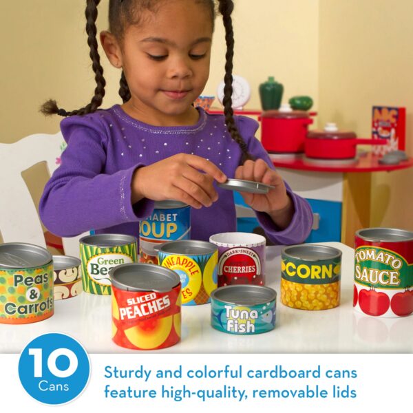 Melissa & Doug Grocery Cans Play Food Kitchen Accessory - 10 Stackable Cans With Removable Lids