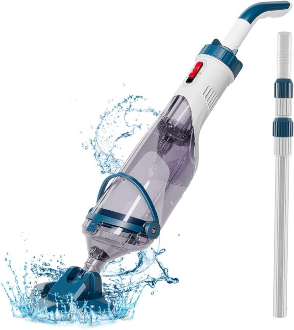 bacd9a51d7054407a63e52b4267ebdd8 Pool Vacuum for Above Ground Pool with a Telescopic Pole, Running time up to 1H, T403 Handheld Rechargeable Pool Cleaner with Powerful Suction up to 18.5 gallons/min, Ideal for Leaves, Debris