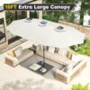 15ft Patio Umbrella with Solar Lights, Large Double Umbrella Outdoor, Rectangle 180''x106'' Umbrellas with 156 PCS LED Lights and Crank Handle for Backyard Deck Pool Shade in Black(1.9" Pole)