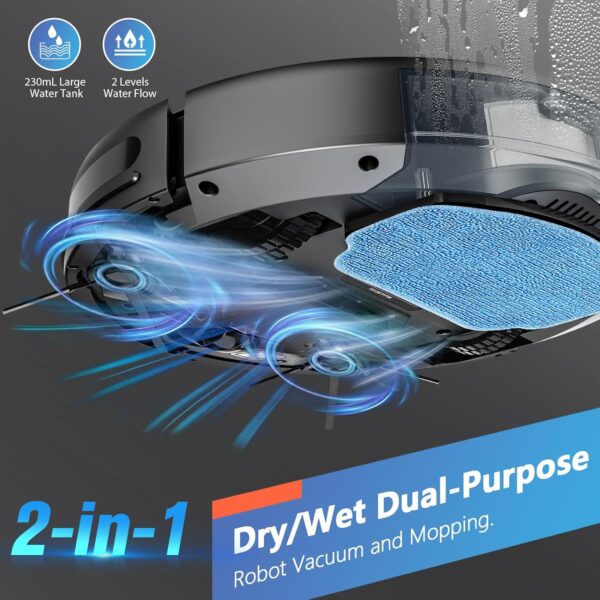 bae32da2b63a4c73ad1f467a806e2f6a Robot vacuum and mop combo, robot vacuum with schedule, 2-in-1 robot vacuum with water tank and dustbin, self-charging, slim, perfect for hard floors, pet hair, carpets