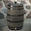 RTS Home Accents Polyethylene 50 Gallon Flat Back Brass Spigot Rain Barrel, Woodgrain with Black Stripes Color