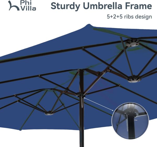 bb1dd48e558b4082b0ec69b6583c3482 15ft Patio Umbrella Double-Sided Outdoor Market Extra Large Umbrella with Crank, Umbrella Base Included (Dark Red)