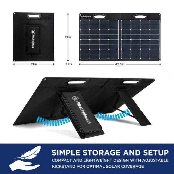 Westinghouse 100W Foldable Portable Solar Panel for iGen160s, iGen200s, iGen300s, iGen600s, iGen1000s Power Stations