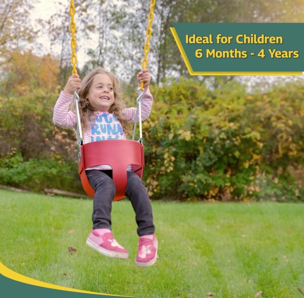 bb5e599f4d5045dd8b792a6e46500467 Eastern Jungle Gym Heavy-Duty High Back Full Bucket Toddler Swing Seat | Coated Swing Chains Fully Assembled | Green Swing Set Accessory