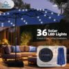 15ft Double Sided Patio Umbrella with Solar Lights, Outdoor Large Umbrellas with Crank Handle and 36 LED Lights, Rectangular Market Umbrella with Base Included for Deck Pool Shade