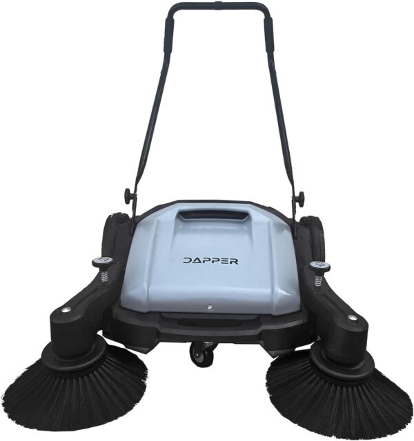 bb7a700b302043e3902c6938da1cf716 Walk-Behind Outdoor Hand Push Floor Sweeper - 5.25 Gallon Capacity - 25.5" Sweeping Width - Sweeps up to 27,900 ft² / Hour, Grey