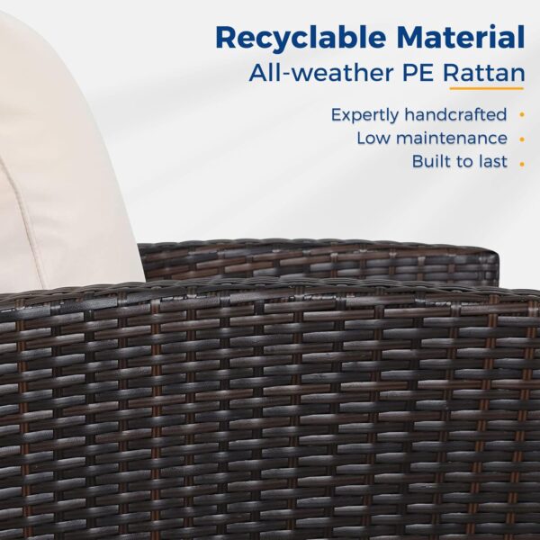 bbc9f85525ad40fc8358a0de488d679d Wisteria Lane 4 Piece Outdoor Patio Furniture Sets, Wicker Conversation Set for Porch Deck, Grey Rattan Sofa Chair with Cushion (Blue