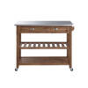 Boraam Sonoma Kitchen Cart with Stainless Steel Top - Barnwood Wire-Brush