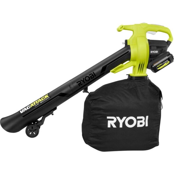 40V Vac Attack Cordless Leaf Vacuum/Mulcher with 5.0 Ah Battery and Charger RY40451