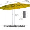 15ft Patio Umbrella with Solar Lights, Large Double Umbrella Outdoor, Rectangle 180''x106'' Umbrellas with 156 PCS LED Lights and Crank Handle for Backyard Deck Pool Shade in Black(1.9" Pole)