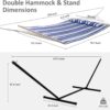 Two Person Hammock with Stand Heavy Duty, Free Standing Hammocks Outdoors for 2 Person, Max 475lbs Capacity, Blue Stripes