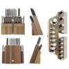DALSTRONG Knife Block Set - 18-Piece - Gladiator Series Colossal Knife Set - Forged German ThyssenKrupp HC Steel - Walnut Stand - Black Handles