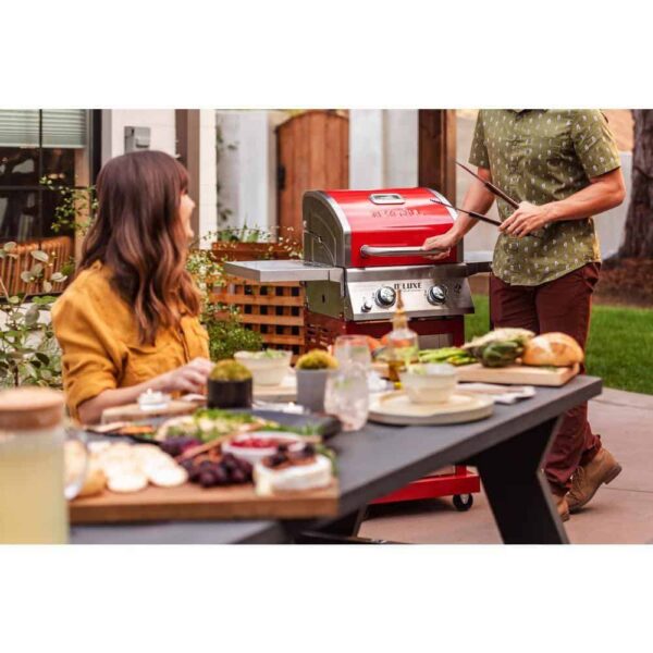 bce68bb116044767bba24eb7fc26682b 2-Burner Propane Gas Grill, Red – Stainless Steel, 28,000 BTUs, Compact Design