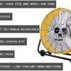 24 Inch Grade UL Listed High Velocity Movement Heavy Duty Drum 3 Speed Air Circulator Fan 7800 CFM Industrial, Commercial, Residential, and Greenhouse Use, Yellow