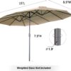 15ft Patio Umbrella with Solar Lights, Large Double Umbrella Outdoor, Rectangle 180''x106'' Umbrellas with 156 PCS LED Lights and Crank Handle for Backyard Deck Pool Shade in Black(1.9" Pole)