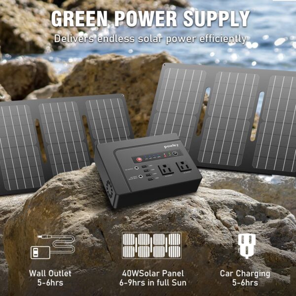 be451d9017da4c97a355e653822ceac2 Powkey 146Wh/200W Outdoor Solar Generator with Panel