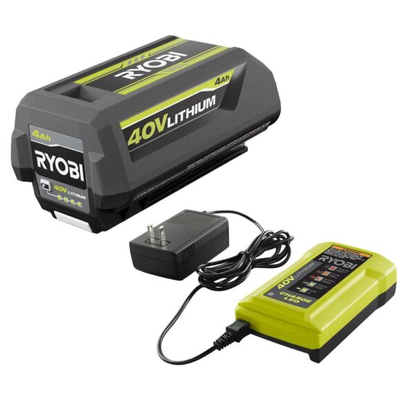 40V Expand-It Cordless Battery Attachment Capable Trimmer Power Head with 4.0 Ah Battery and Charger RY40226