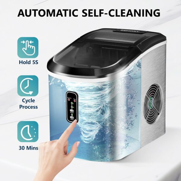 be496fca2ea74594af740ae256a0156a Nugget Ice Maker Countertop with Handle, Ready in 6 Mins, 34lbs Per Day, Removable Top Cover, Auto-Cleaning, Portable Sonic Ice Maker with Basket and Scoop, for Home/Party/RV/Camping (Black)