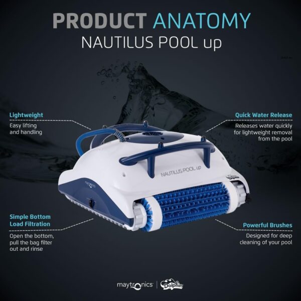 bed24d499ab64a63a6156c57e7890647 Dolphin Nautilus CC Plus Wi-Fi Automatic Robotic Pool Vacuum Cleaner, Always Cleaning, Never Charging, with Wall Climbing Scrubber Brush, Ideal for In-Ground Pools up to 50 FT in Length