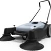 Walk-Behind Outdoor Hand Push Floor Sweeper - 5.25 Gallon Capacity - 25.5" Sweeping Width - Sweeps up to 27,900 ft² / Hour, Grey