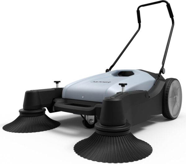 bf248418e28c4932adb21a5ebaff0549 Walk-Behind Outdoor Hand Push Floor Sweeper - 5.25 Gallon Capacity - 25.5" Sweeping Width - Sweeps up to 27,900 ft² / Hour, Grey