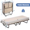 Costway Portable Folding Bed with Memory Foam Mattress Rollaway Cot Beige Made in Italy