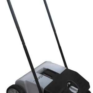Walk-Behind Outdoor Hand Push Floor Sweeper - 5.25 Gallon Capacity - 25.5" Sweeping Width - Sweeps up to 27,900 ft² / Hour, Grey
